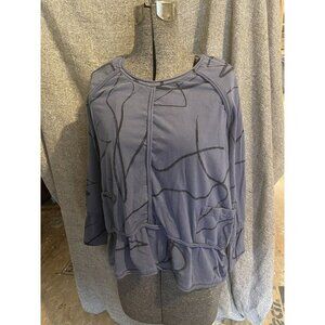 Snapdragon & Twig Blue Gray squiggle Ribbon Tunic Tee Cotton Medium Artist